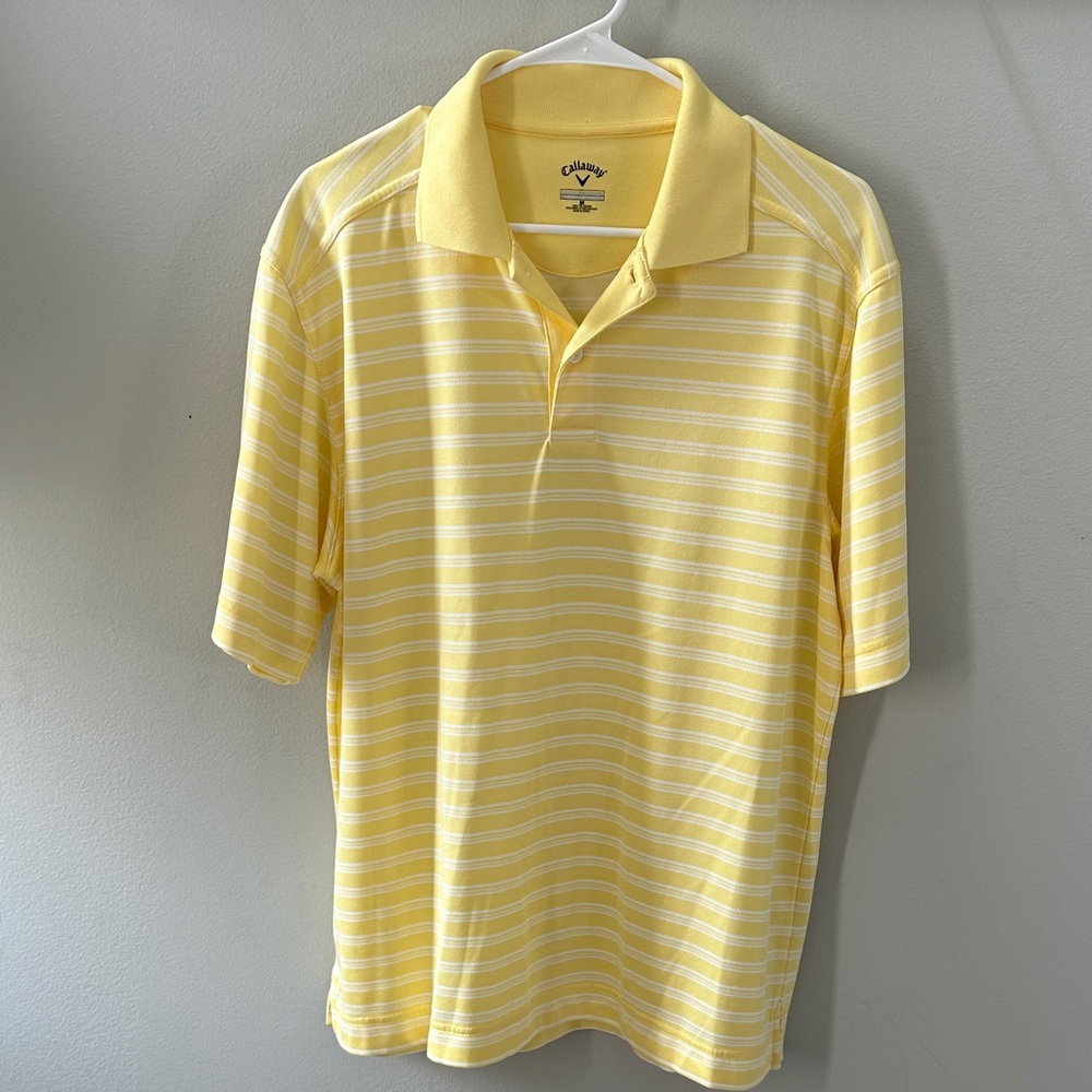 Callaway Men's Polo in Yellow and White Stripes
